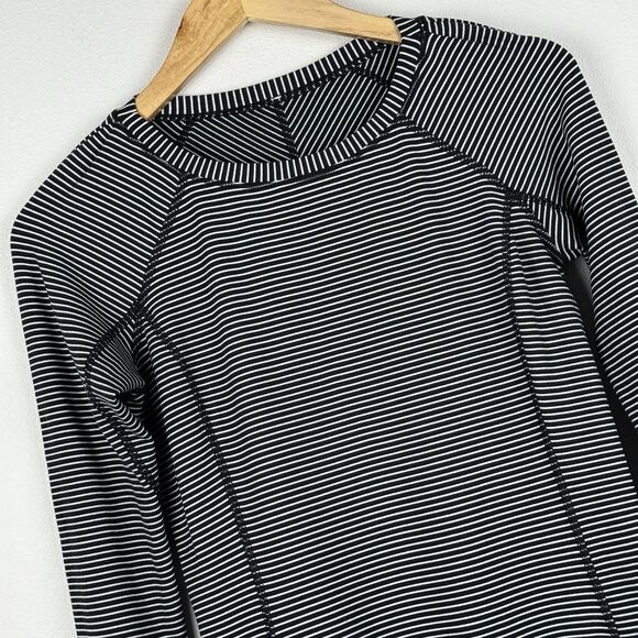 Lululemon Long Sleeve Shirt Women's Size 4 Race Your Pace Pique Black Running - Picture 1 of 7